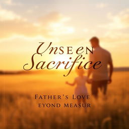 A striking cover page design featuring the phrase "Unseen Sacrifice: Father's Love Beyond Measure" prominently displayed in an elegant and bold font