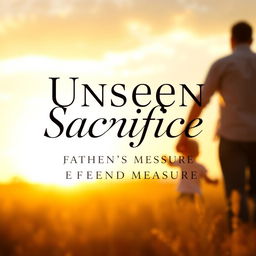 A striking cover page design featuring the phrase "Unseen Sacrifice: Father's Love Beyond Measure" prominently displayed in an elegant and bold font