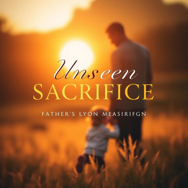 A striking cover page design featuring the phrase "Unseen Sacrifice: Father's Love Beyond Measure" prominently displayed in an elegant and bold font