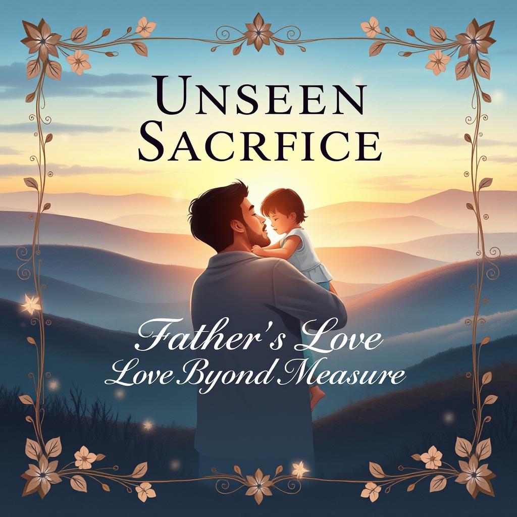 A beautifully designed cover page featuring the phrase "Unseen Sacrifice: Father's Love Beyond Measure" elegantly integrated into the layout