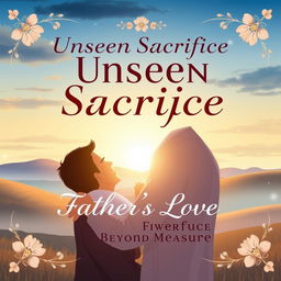 A beautifully designed cover page featuring the phrase "Unseen Sacrifice: Father's Love Beyond Measure" elegantly integrated into the layout