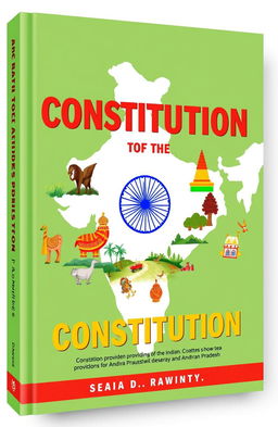 A creative and visually appealing book cover design featuring illustrations that represent the two articles of the Indian Constitution providing special provisions for Assam and Andhra Pradesh