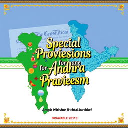 a drawable book cover illustrating the special provisions for Assam and Andhra Pradesh as per the Indian Constitution