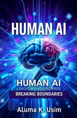 An intriguing ebook cover design featuring a futuristic concept showcasing the intersection of human intelligence and artificial intelligence