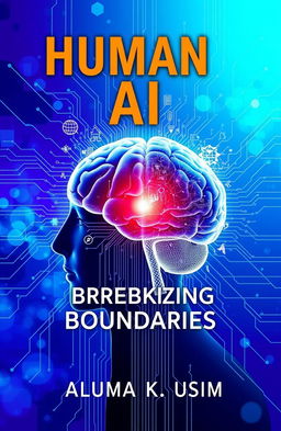 An intriguing ebook cover design featuring a futuristic concept showcasing the intersection of human intelligence and artificial intelligence