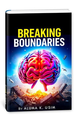 A visually striking 3D ebook cover titled 'Breaking Boundaries' by Aluma K Usim