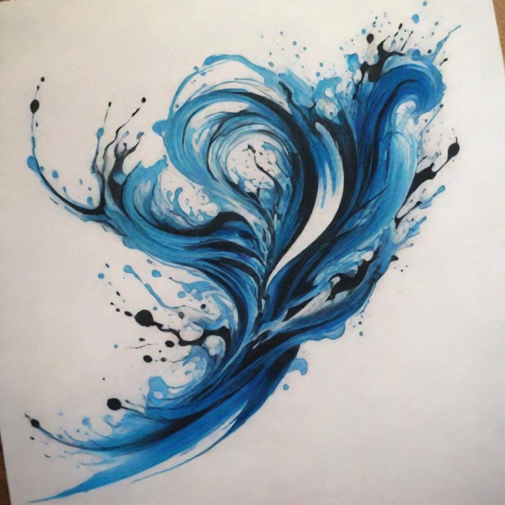 Create a tattoo design in an abstract style, that flows like water, yet manifests a sense of aggression