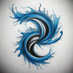 Create a tattoo design in an abstract style, that flows like water, yet manifests a sense of aggression