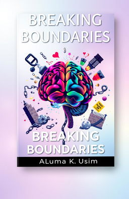 A visually captivating ebook cover titled "Breaking Boundaries" by Aluma K Usim, illustrating the concept of the human brain overcoming obstacles