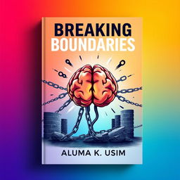 A contemporary eBook cover design for the title 'Breaking Boundaries' by Aluma K Usim, focused on the theme of the human brain overcoming obstacles