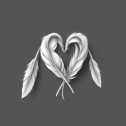 An artistic black and white illustration representing love through the delicate imagery of feathers