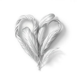 An artistic black and white illustration representing love through the delicate imagery of feathers