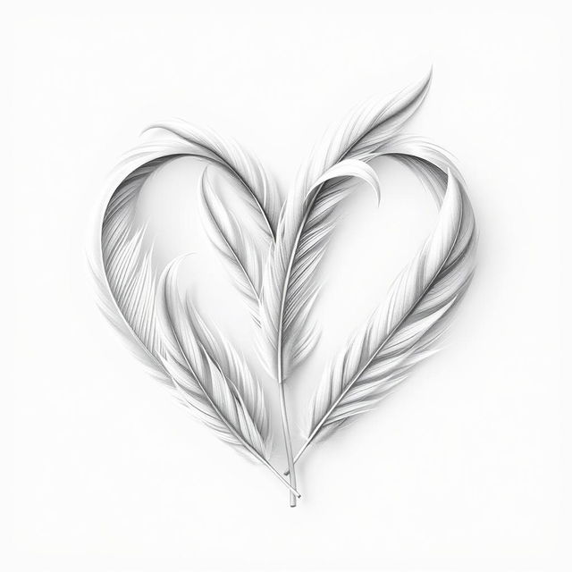 An artistic black and white illustration representing love through the delicate imagery of feathers