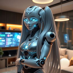 A futuristic AI girlfriend designed as a humanoid robot with a sleek and attractive design