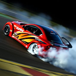 A 2005-2007 Mazda Speed 6 MPS in a dynamic drifting pose, showcasing its sleek aerodynamic design and aggressive styling