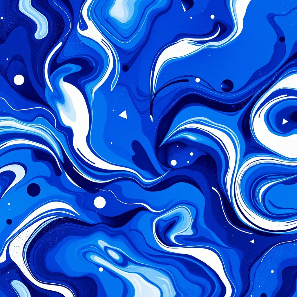 An abstract image featuring a harmonious blend of royal blue and white colors, creating a dynamic and visually striking composition