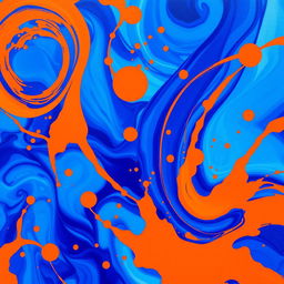 An abstract image characterized by a vibrant interplay of royal blue and orange colors, creating a visually striking composition