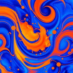 An abstract image characterized by a vibrant interplay of royal blue and orange colors, creating a visually striking composition