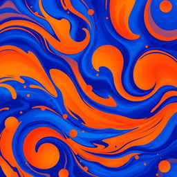 An abstract image characterized by a vibrant interplay of royal blue and orange colors, creating a visually striking composition