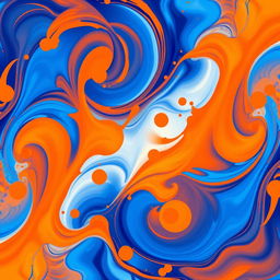 An abstract image characterized by a vibrant interplay of royal blue and orange colors, creating a visually striking composition