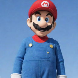 Tall depiction of Nintendo's iconic character, Super Mario, maintaining his recognizable red hat, blue overalls, and bushy mustache.