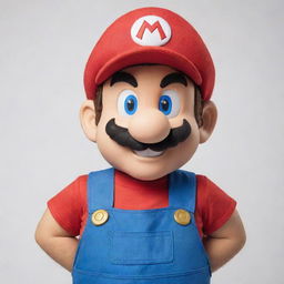 Tall depiction of Nintendo's iconic character, Super Mario, maintaining his recognizable red hat, blue overalls, and bushy mustache.