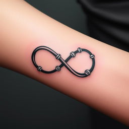 A stunning tattoo design featuring the infinity symbol creatively integrated with a rosary