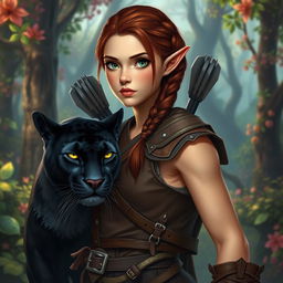 A striking image of a female half-elf, half-dwarf character