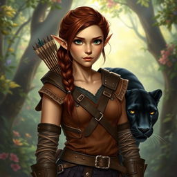 A striking image of a female half-elf, half-dwarf character