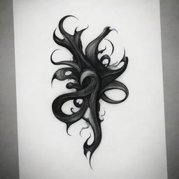 Generate a highly aggressive, abstract, fluid black tattoo design