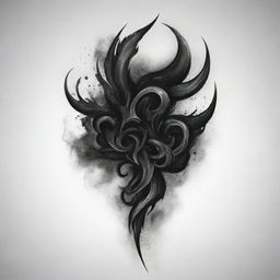 Generate a highly aggressive, abstract, fluid black tattoo design