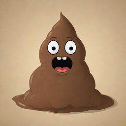 A cartoonish, comical depiction of poop, stylized in a harmless, child-friendly manner.