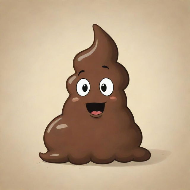 A cartoonish, comical depiction of poop, stylized in a harmless, child-friendly manner.