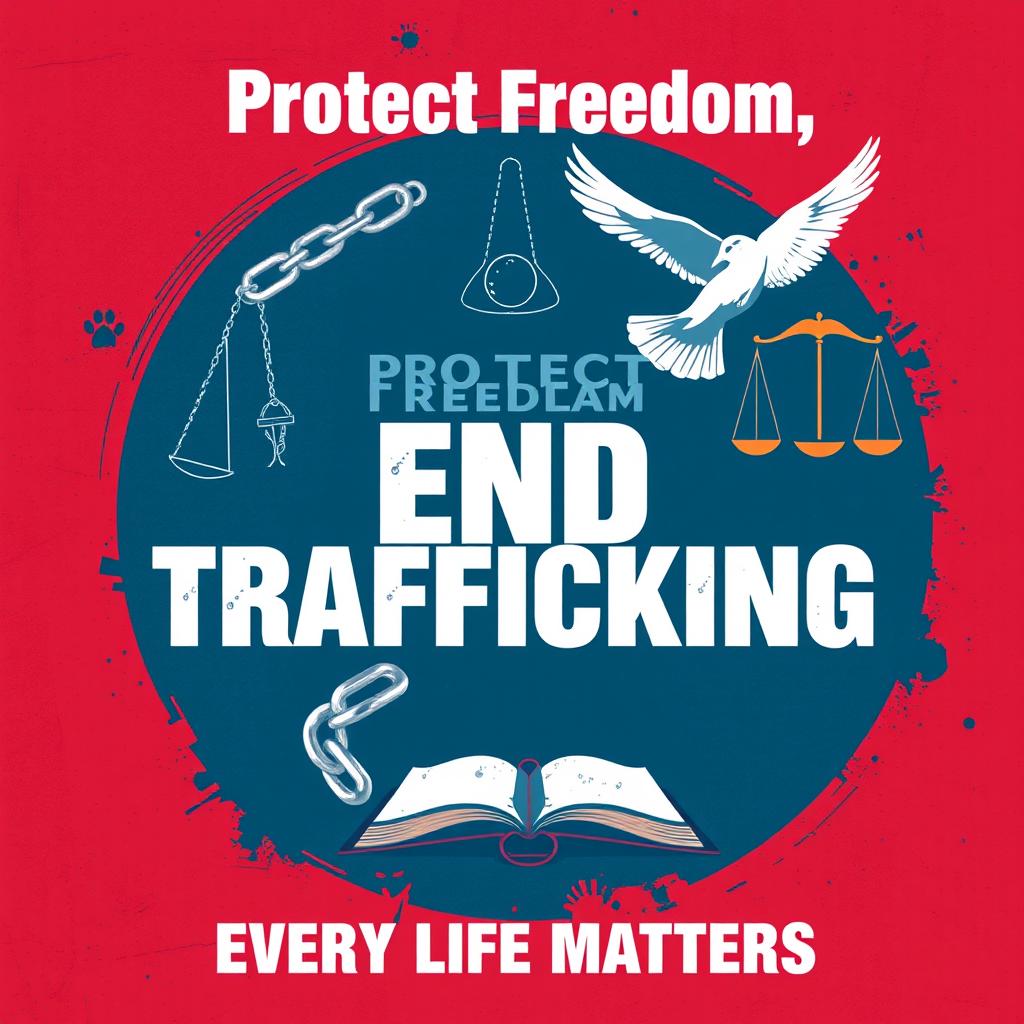 An impactful poster emphasizing the fight against human trafficking