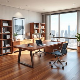 A professional and sleek office background featuring a modern design with elegant furnishings