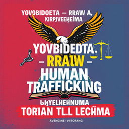 A compelling poster emphasizing the fight against human trafficking, featuring powerful Viktorist symbols of freedom such as a broken chain and a soaring eagle