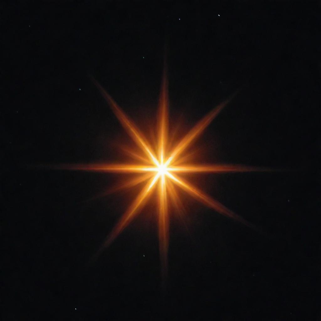 An impressively radiant star, illuminating the dark expanse of the night sky with its intense, warm light.