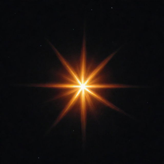 An impressively radiant star, illuminating the dark expanse of the night sky with its intense, warm light.