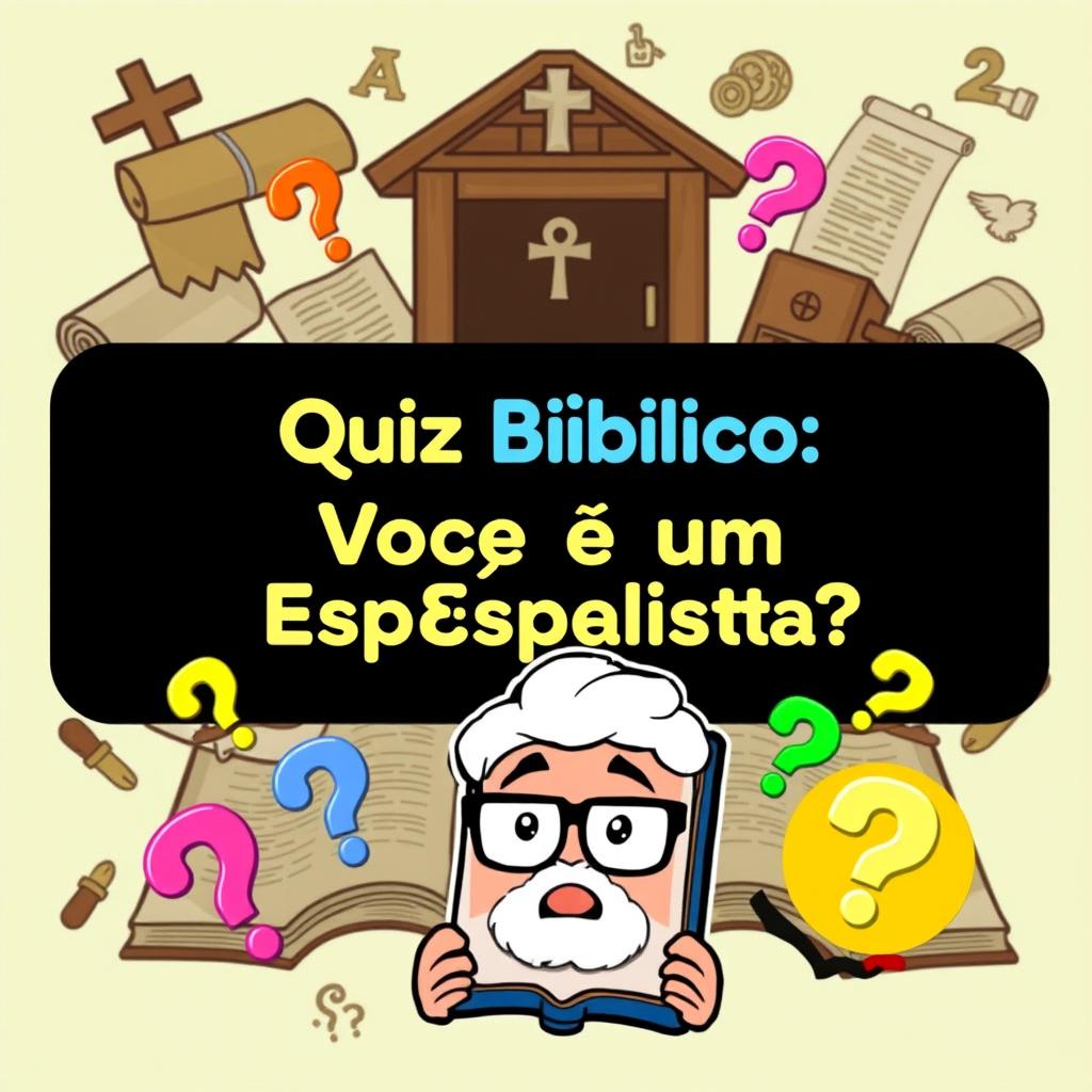 A vibrant and eye-catching thumbnail for a biblical quiz video