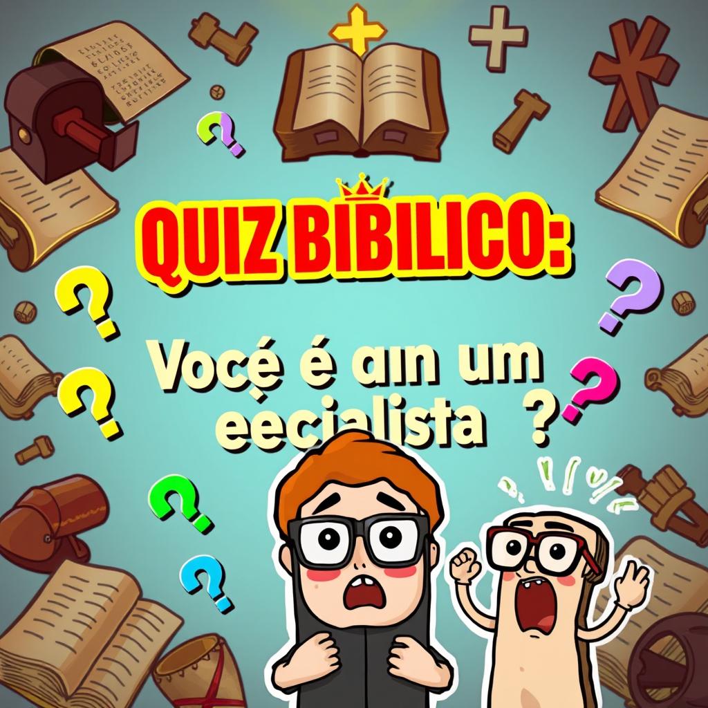 A vibrant and eye-catching thumbnail for a biblical quiz video