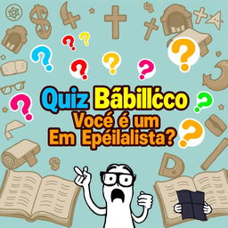 A vibrant and eye-catching thumbnail for a biblical quiz video