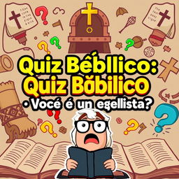 A vibrant and eye-catching thumbnail for a biblical quiz video