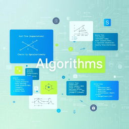 An insightful image representing algorithms, featuring a collage of elements including flowcharts, graphs, and code snippets that illustrate different types of algorithms such as sorting and searching