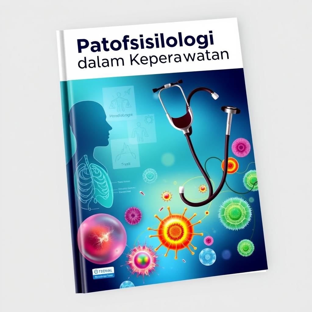 A captivating book cover for 'Patofisiologi dalam Keperawatan' featuring a serene and professional design