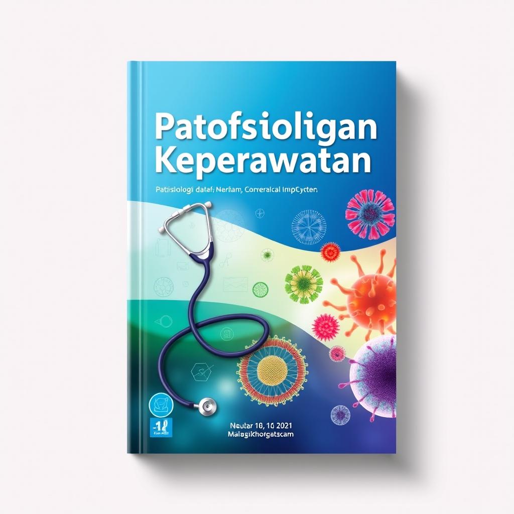 A captivating book cover for 'Patofisiologi dalam Keperawatan' featuring a serene and professional design