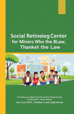 A book cover design featuring a modern civil engineering project titled 'Social Reintegration Center for Minors Who Break the Law'