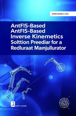 A sleek and technical book cover design for a publication titled 'AnFIS-Based Inverse Kinematics Solution Prediction for a Redundant Manipulator'