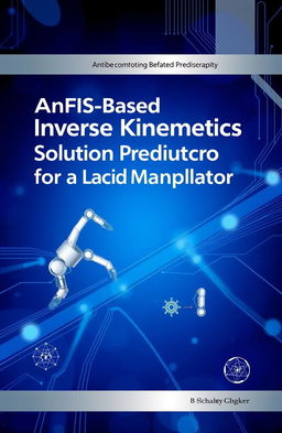 A sleek and technical book cover design for a publication titled 'AnFIS-Based Inverse Kinematics Solution Prediction for a Redundant Manipulator'