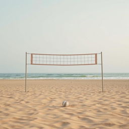 A minimalistic beach volleyball scene that captures the essence of a school beach volleyball game