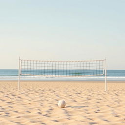 A minimalistic beach volleyball scene that captures the essence of a school beach volleyball game